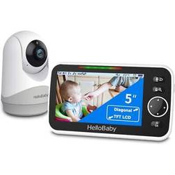 HelloBaby Monitor with Camera and Audio 5'' Large Screen