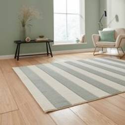 Catherine Lansfield Cove Stripe Sage Rug Green