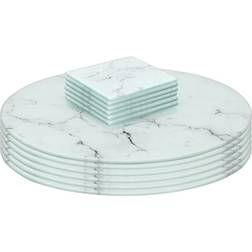 Harbour Housewares 12 Pc Round Glass Placemats Set 30 cm Coaster