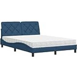 vidaXL Säng Med Madrass Blå 120x200 cm Tyg Sängpaket