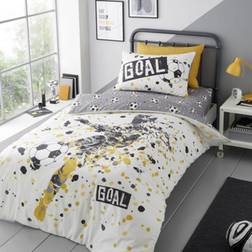 Bedlam Goal Set Single Duvet Cover Grey, Gold