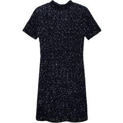 Mango Short Sleeve Sequin Dress - Night Blue