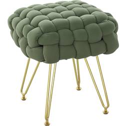 Homcom Woven Velvet Pink Foot Stool