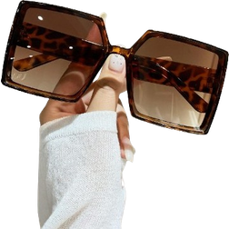 Shein 1 Pair Oversized Square Plastic Frame Fashionable Fashion Glasses For Summer Beach Beach Accessories For Women Glasses Shades Basics Fall Winter Women Outfits Clothes Business Casual Gifts Leopard