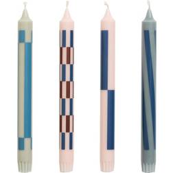 Hay Pattern Blue/Light Pink Stearinlys 24cm 4stk