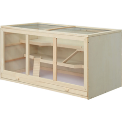 Pawhut Wooden Hamster Cage with Tray 115x57x55cm