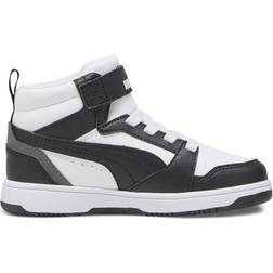 Puma Kid's Rebound V6 Mid - White/Black/Shadow Gray