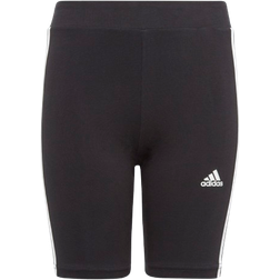 adidas Girl's Essentials 3-Stripes Cotton Bike Tights - Black/White (IC3628)