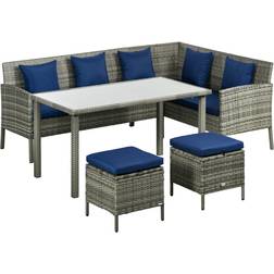 OutSunny Rattan Dining Corner Sofa 5 Pcs Outdoor Lounge Set