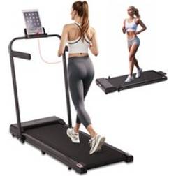 Obasyhig Grey 2 In 1 Foldable Home Fitness Walking Treadmill