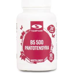 Healthwell Vitamin B5 500 Pantothensyre 90 Kapsler 90 stk