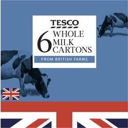 Tesco British Whole Uht Milk 6 x 1 Litre 100cl 6pcs