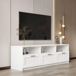 Home Source White Floor Stand with 3 Drawers TV Bench