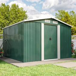 Living and Home Dark Green Metal Steel Garden Shed 8 x 8 ft (Building Area )