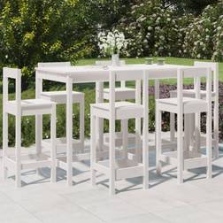 vidaXL 7 Piece Garden White Outdoor Bar Set, 1 Table incl. 6 Chairs