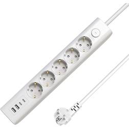 MicroConnect 5-Way USB Schuko Power Strip