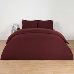 Brentfords Plain and Pillowcase Set Super King Duvet Cover Red (260x220cm)
