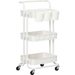 Homcom 3-Tier Utility Cart White Trolley Table