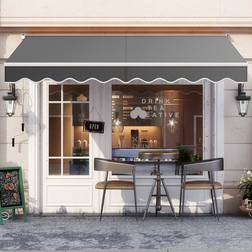 Costway Grey Aluminium Retractable Awning 2.5 x 2 m