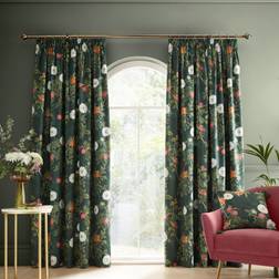 RHS Arcadia Floral Velour Pencil Pleat Curtains 117cm x 137cm