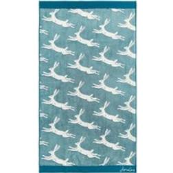 Joules Jumping Hare Teal Bath Towel Turquoise, Blue