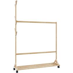 vidaXL Klädställ Med Krokar Och Hjul 100 x 35 x 157 cm Bambu Klädhängare