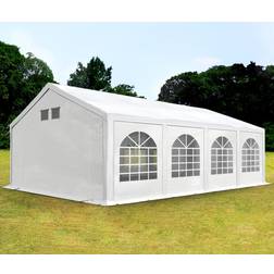 Toolport 4x8m Partytelt PE-teltdug Hvid Med Bundramme