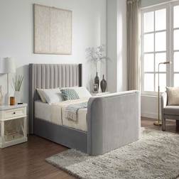Home Treats Grey Velvet Lined Ottoman TV With Storage Frame Bed