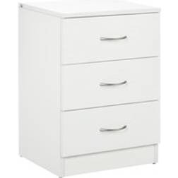 Homcom Modern 3 Drawers Side Cabinet White Bedside Table