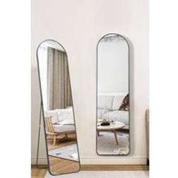 Living and Home Modern Arched Metal Black Floor Mirror