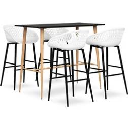 vidaXL 5-tlg Bar-Set Schwarz und Weiß Bargruppe, 1 Tisch einschl. 4 Stühle