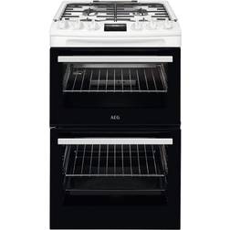 AEG CGX1130ACW 55cm Catalytic Lidded Gas Cooker Stainless Steel, White