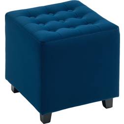 Homcom Square Footstool Small Ottoman with Wood Legs Foot Stool