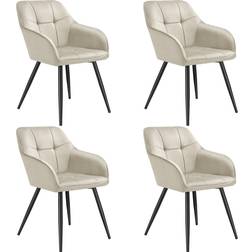 tectake Marilyn Cream/Black Kitchen Chair 82cm 4pcs