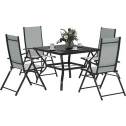 OutSunny 5 Pcs Garden Grey Patio Dining Set, 1 Table incl. 4 Chairs