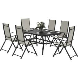 OutSunny 7 Pcs Garden Khaki Patio Dining Set