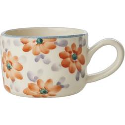 Rice Handmålad Cappuccinomugg Flowers Orange 200 ml Mugg 20cl