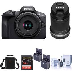 Canon EOS R100 Camera w/RF-S 18-45mm and 55-210mm Lens, Bundle w/Essentials Kit