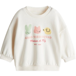 H&M Printed Sweatshirt - Crema/Good Vibes Squad (1265611003)