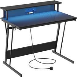 Vasagle Gaming Desk with LED Lights - Carbon Black, 1000x600x760mm
