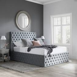 Happy Beds Kingston Grey Velvet Ottoman Storage Frame Bed
