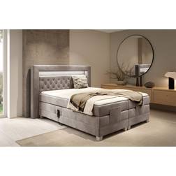 Fun-Möbel Boxspringbett Elektrisch ARMANDO 160x200 cm in Stoff Fresh Macchiato Continental Bed