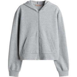 H&M Waffled Zip Through Hoodie - Light Grey Marl