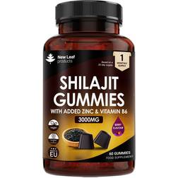 New Leaf Products Shilajit Gummies + Zinc & B6 Vegan Berry Flavoured