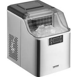 VEVOR Eiswürfelbereiter 20,4kg 24h Selbstreinigend mit Schaufelkorb Silber 22 lbs