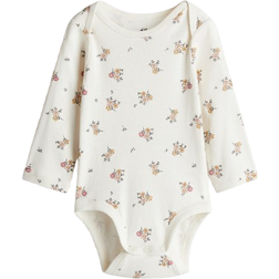 H&M Envelope Neck Bodysuit - Cream/Floral (1259195003)