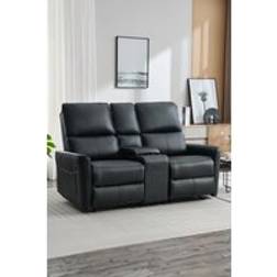 More4Homes Madrid 2 Seater W Console Manual Air Leather Recliner Sofa