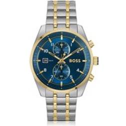 BOSS Two-Tone Chronograph Watch Blue Dial