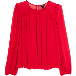 River Island Loose Fit Bubble Hem Blouse - Red