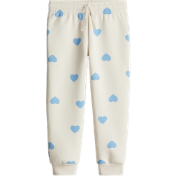 H&M Kid's Brushed Inside Joggers - Cream/Hearts (1237254012)